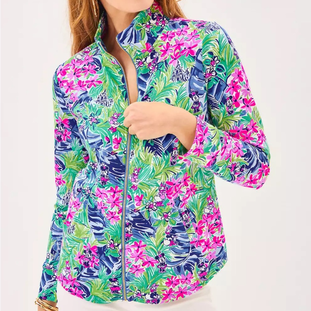 NWT Lilly Pulitzer Sz XL Leona Zip-up Resort White Disney Dreamin